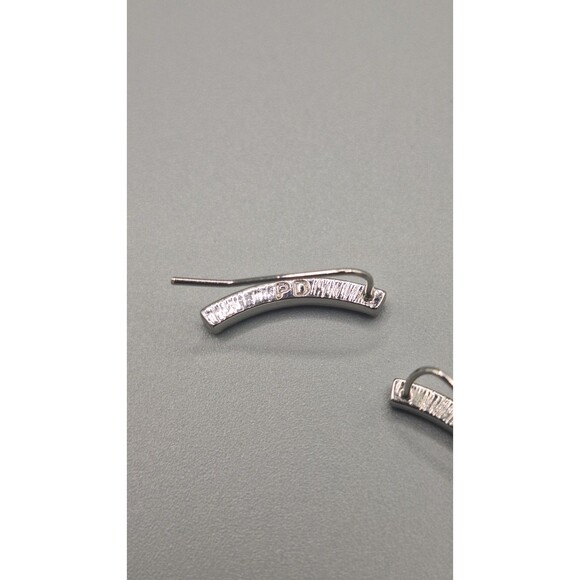 Silver 925 and CZ Post Earrings Delicate, Simply Beautiful. Hook Style Clasp - Picture 4 of 7